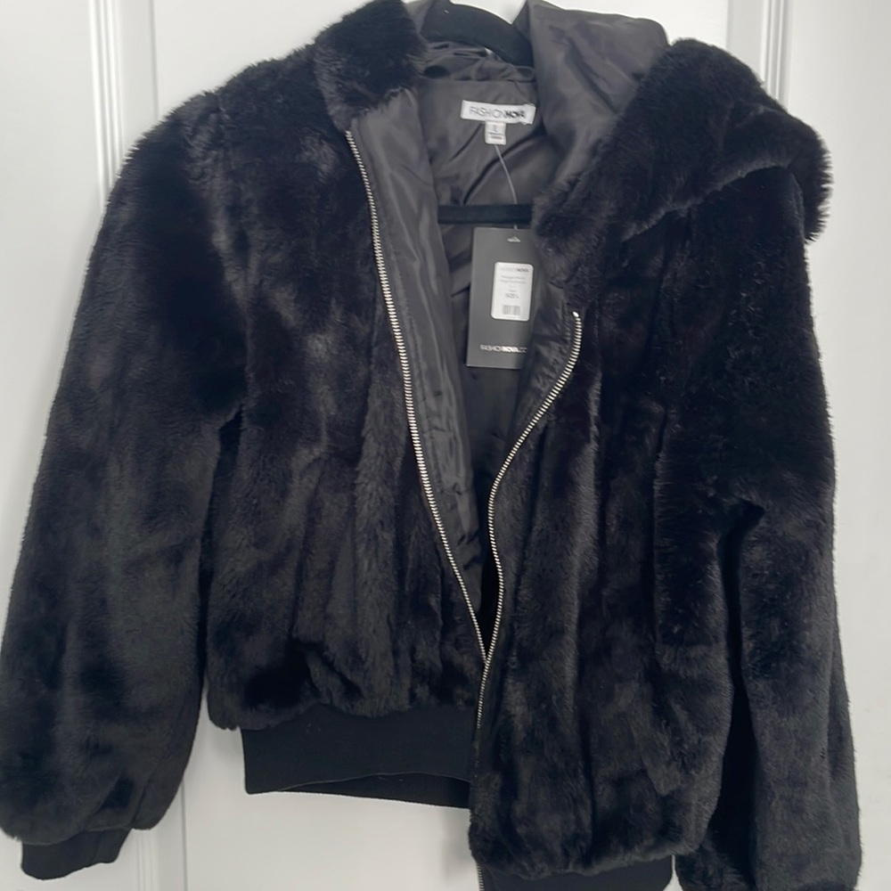 Black fur coat